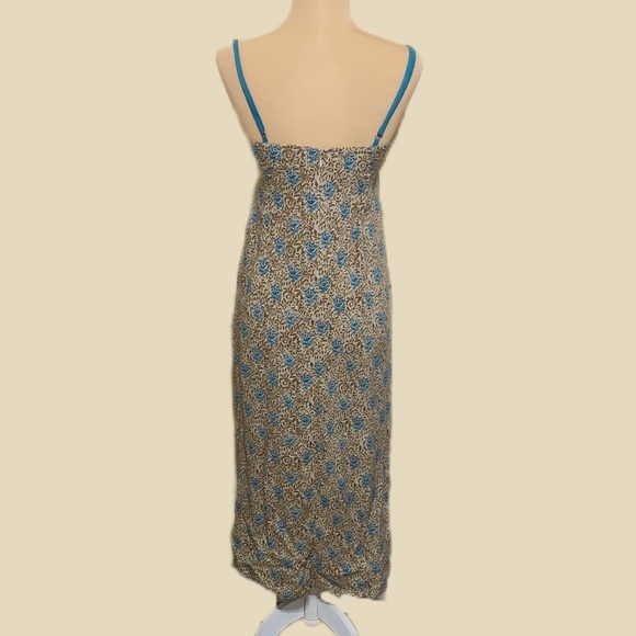 Motel V-neck Midi Slip Bohemian Batik Blue Pattern Midi Dress size XS - Picture 7 of 11